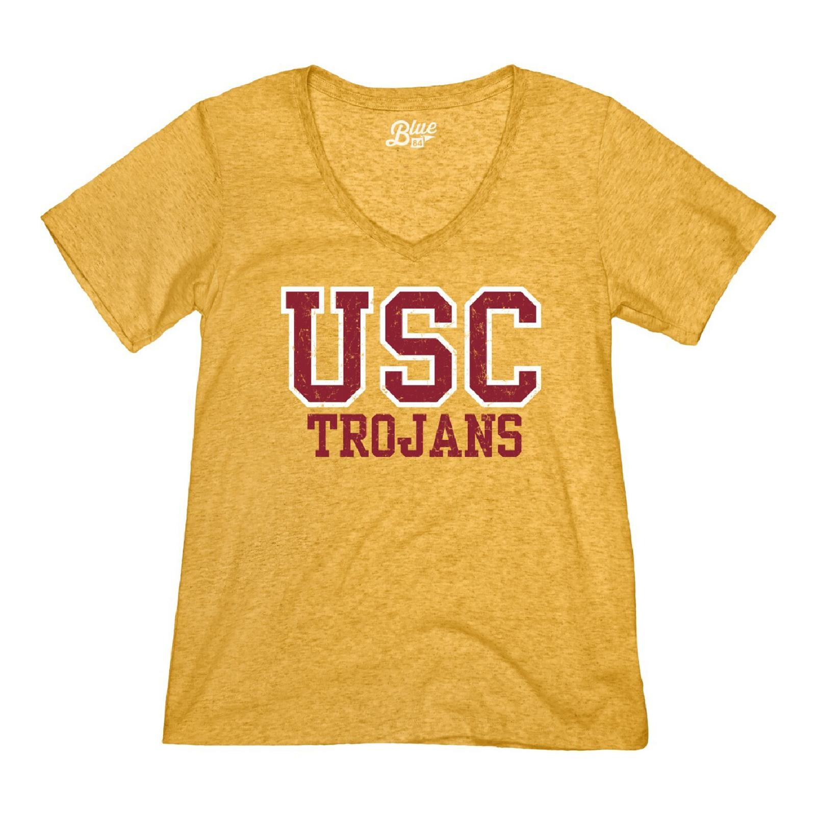 USC Trojans Womens Tri-Blend V-Neck SS Tee Gold image01